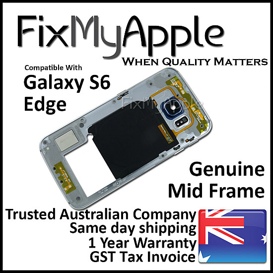 Samsung Galaxy S6 Edge Mid Back Frame Bezel - Black Sapphire OEM