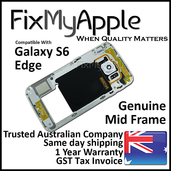 Samsung Galaxy S6 Edge Mid Back Frame Bezel - White Pearl OEM