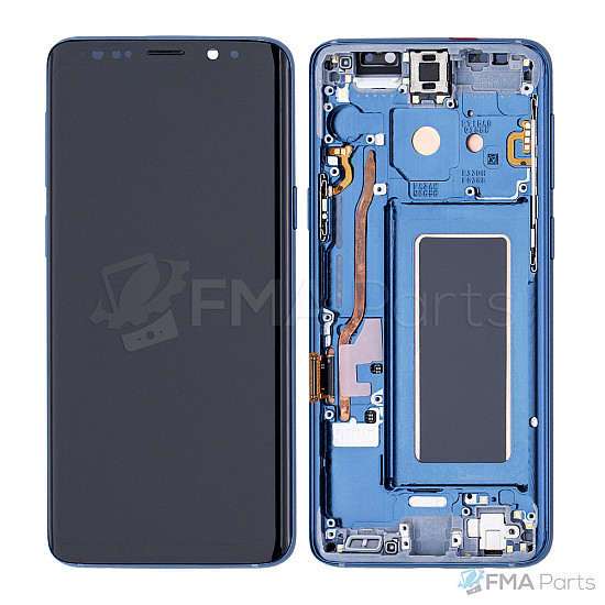 Samsung Galaxy S9 G960 OLED Touch Screen Digitizer Assembly with Frame - Coral Blue [Service Pack]