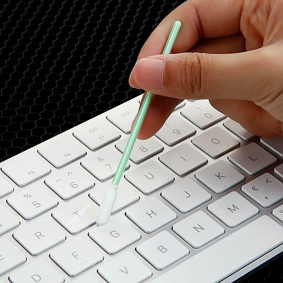 Foam Cleaning Swab Sticks - 100 Piece (Spiral Tip)