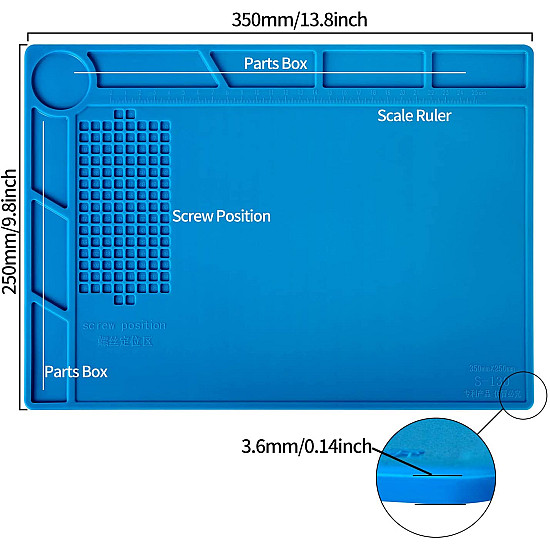 Silicone Soldering Phone Repair Work Mat 350 x 250 mm
