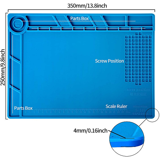 Silicone Soldering Phone Repair Work Mat 350 x 250 mm (Magnetic)