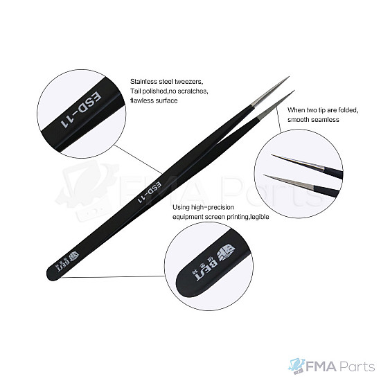 Tweezers - BEST Fine Tip Straight Tweezers ESD Safe